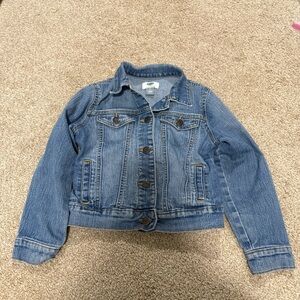 Old‎ Navy Girls Stretch Button Front Jean Denim Jacket Dark Stone Wash Small 6/7